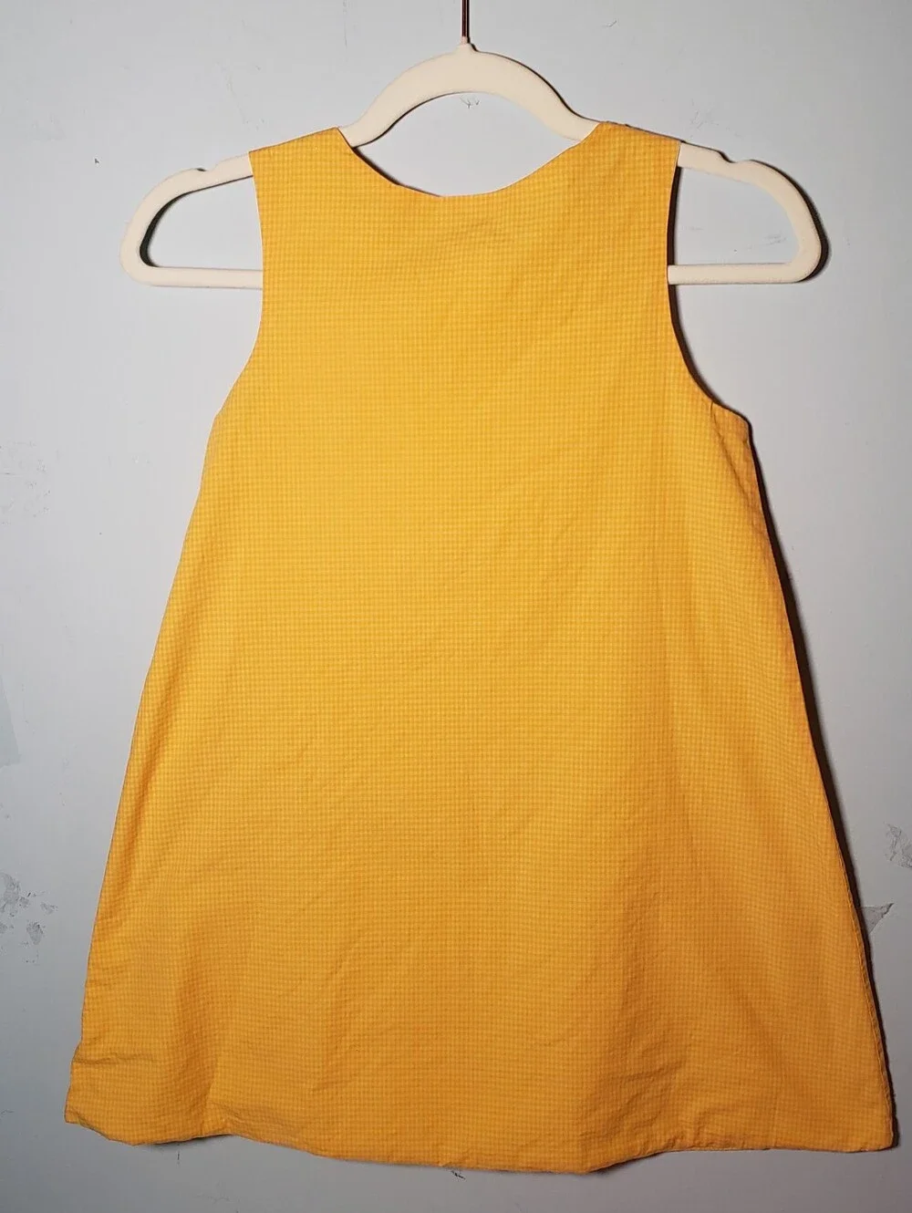 Potato Sak Micro Gingham Jumper Pinafore Girls Cottagecore Fall Pumpkin Dress 6