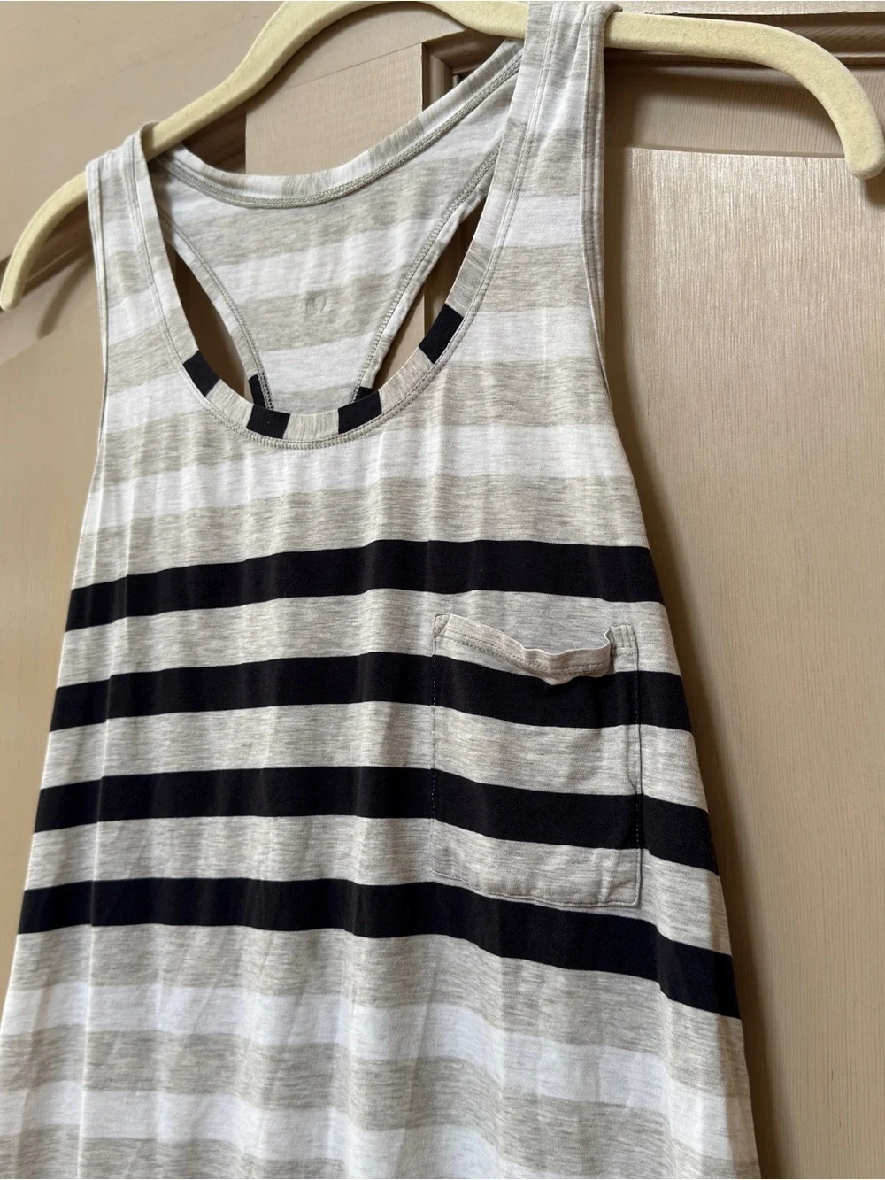 Lululemon Striped Racerback Pocket Tank - Cream & Black