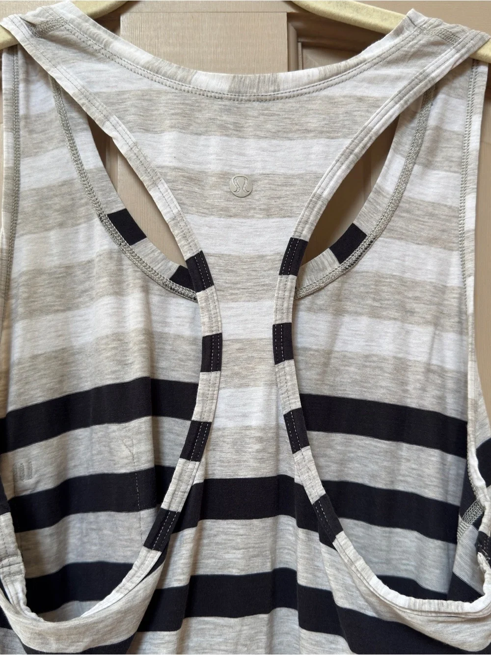 Lululemon Striped Racerback Pocket Tank - Cream & Black