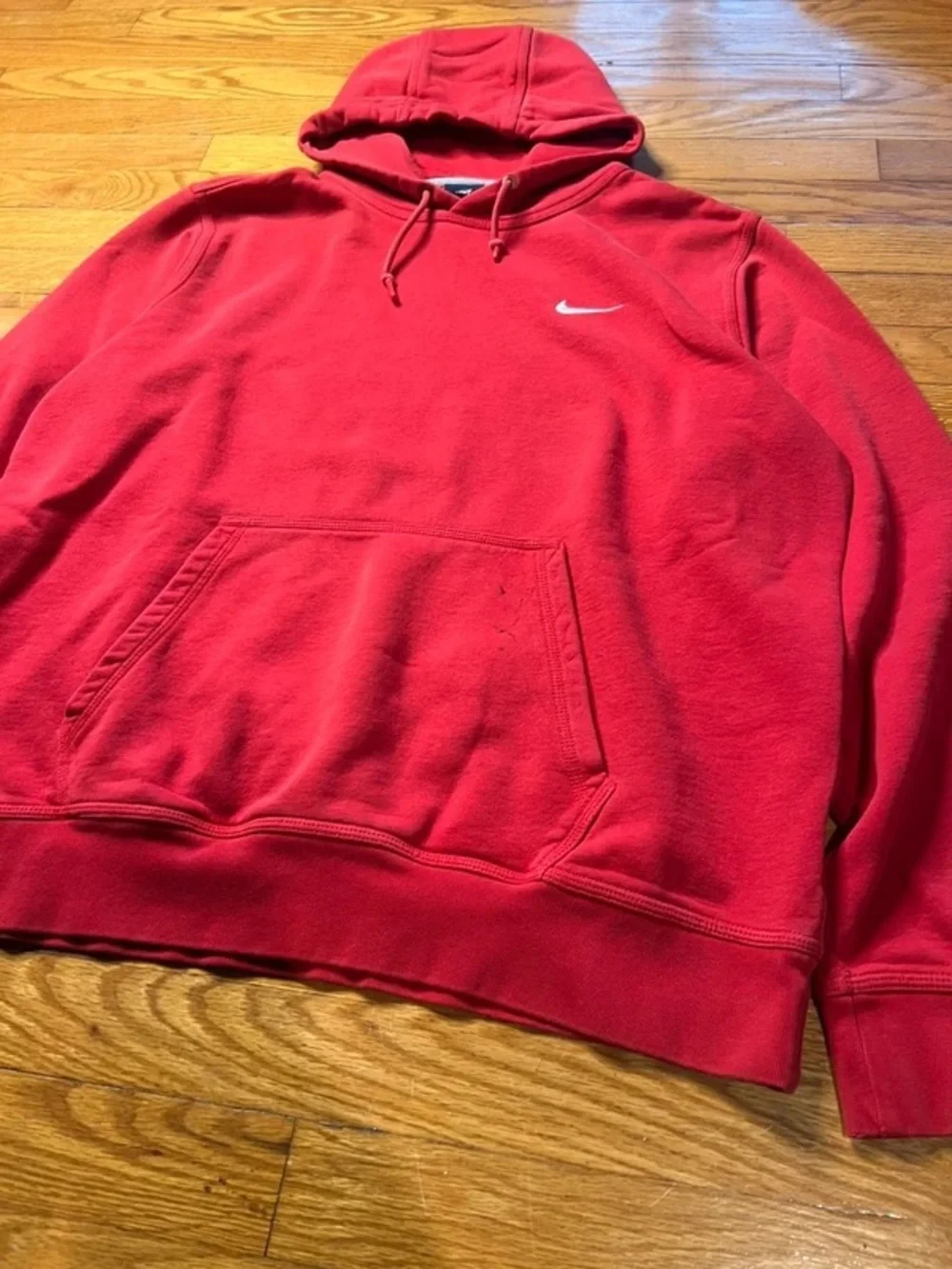 Nike Red Men's Hooded Sweatshirt with White Swoosh