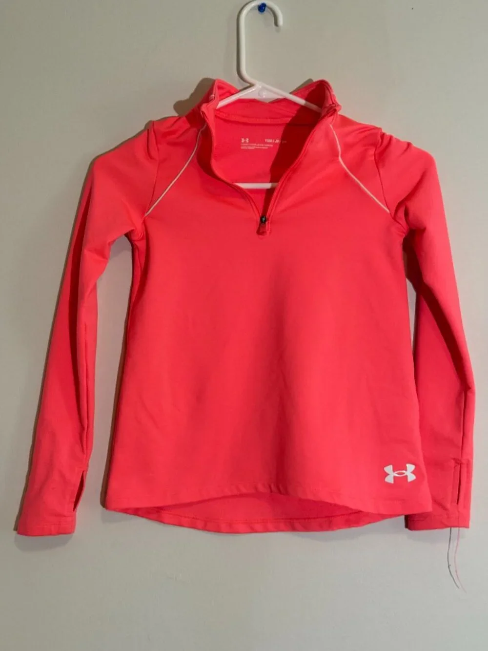 Under Armour Youth Small Pink Coral 1/4 Zip Pullover Sweatshirt Activewear  |YSM
