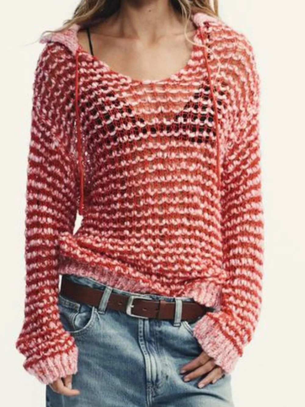 Zara Open Knit Polo Sweater.