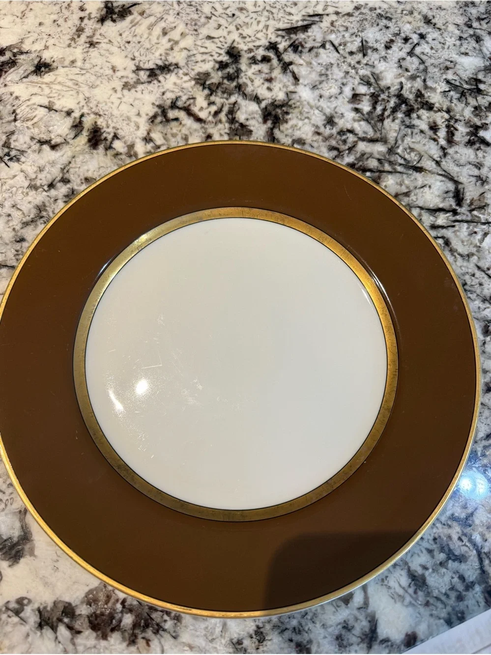 Fitz and Floyd Brown Plate with Gold Trim