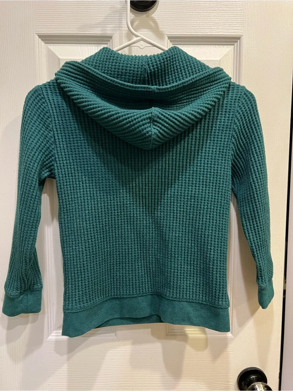 Waffle Knit Hooded Pullover in Teal kids