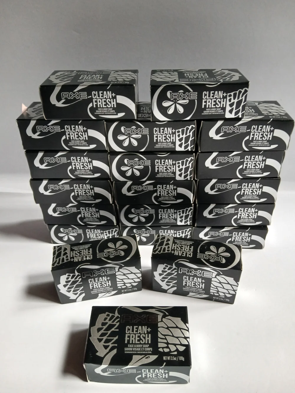 NEW! Lot Of 20 Bars Of Axe Clean & Fresh Face & Body Soap 3.5oz Each Cedarwood