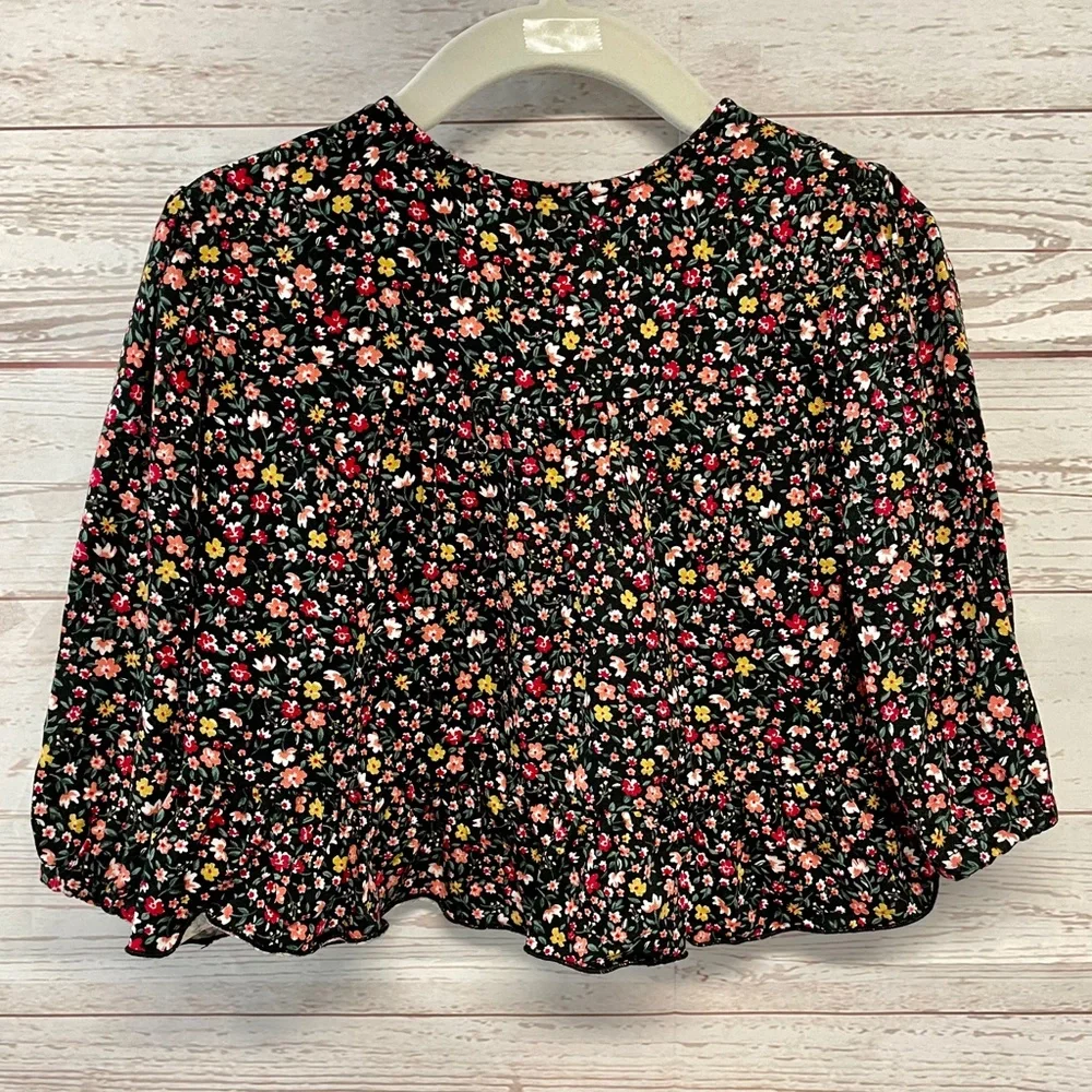 Zara Floral Ruffle Boho Long Sleeve blouse New!