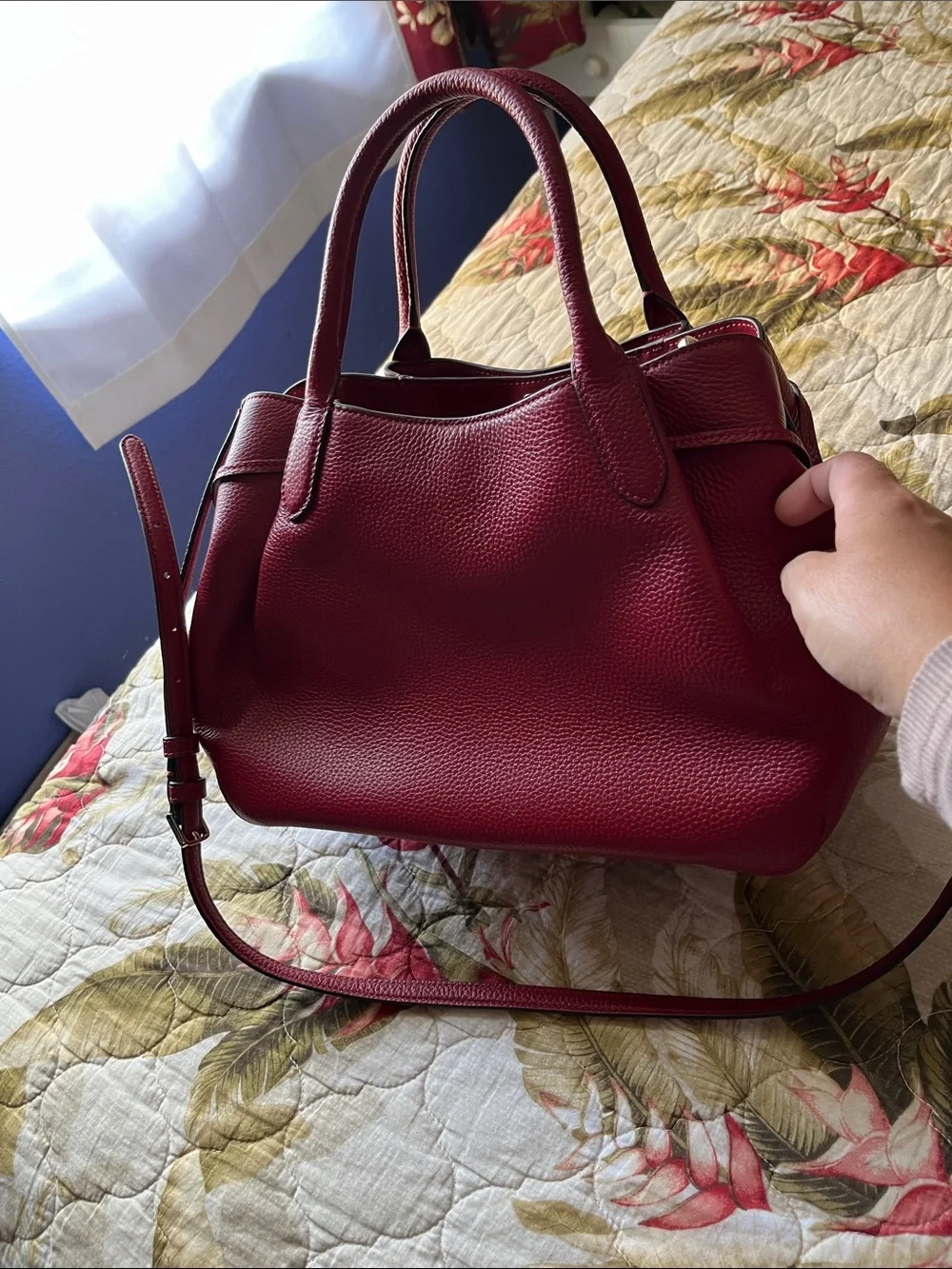 kate spade Red Pebbled Leather Satchel with Top Handles