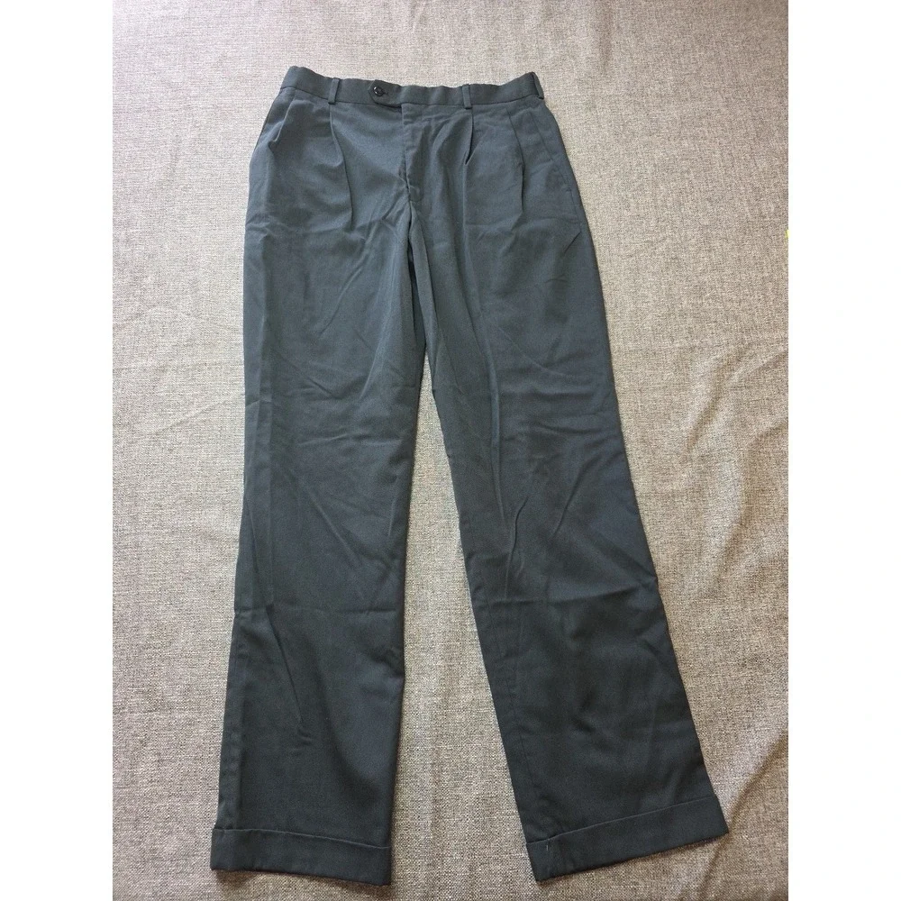 Stafford Essentials Dress Pants Mens Classic Fit 34x34 Black Pleated