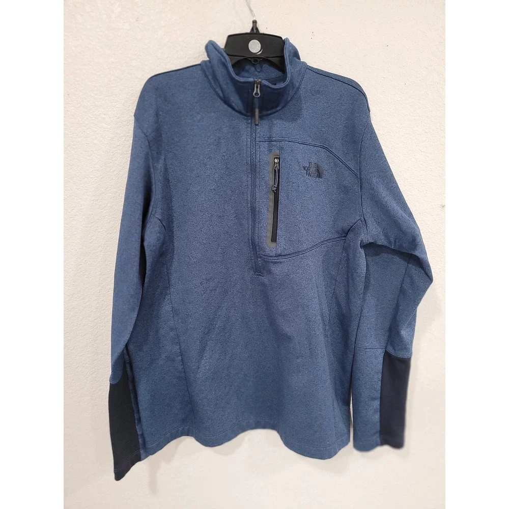 The North Face Mens Blue Quarter Zip Fleece Pullover Jacket Canyonland 12 L #23‎