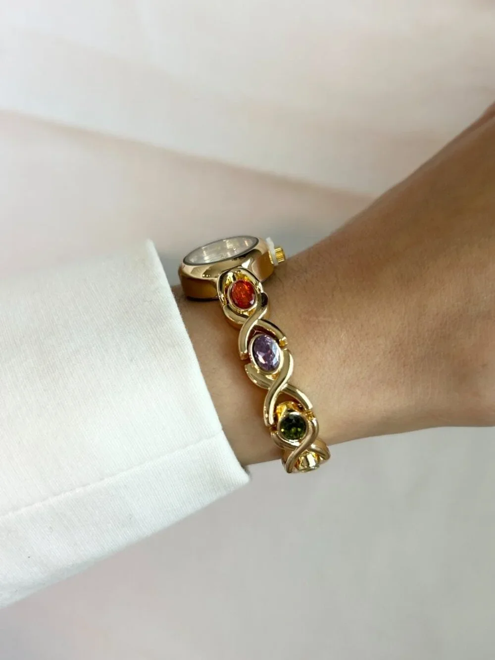 Vintage Inspired Luxury Gold Tone Tourmaline Watch
