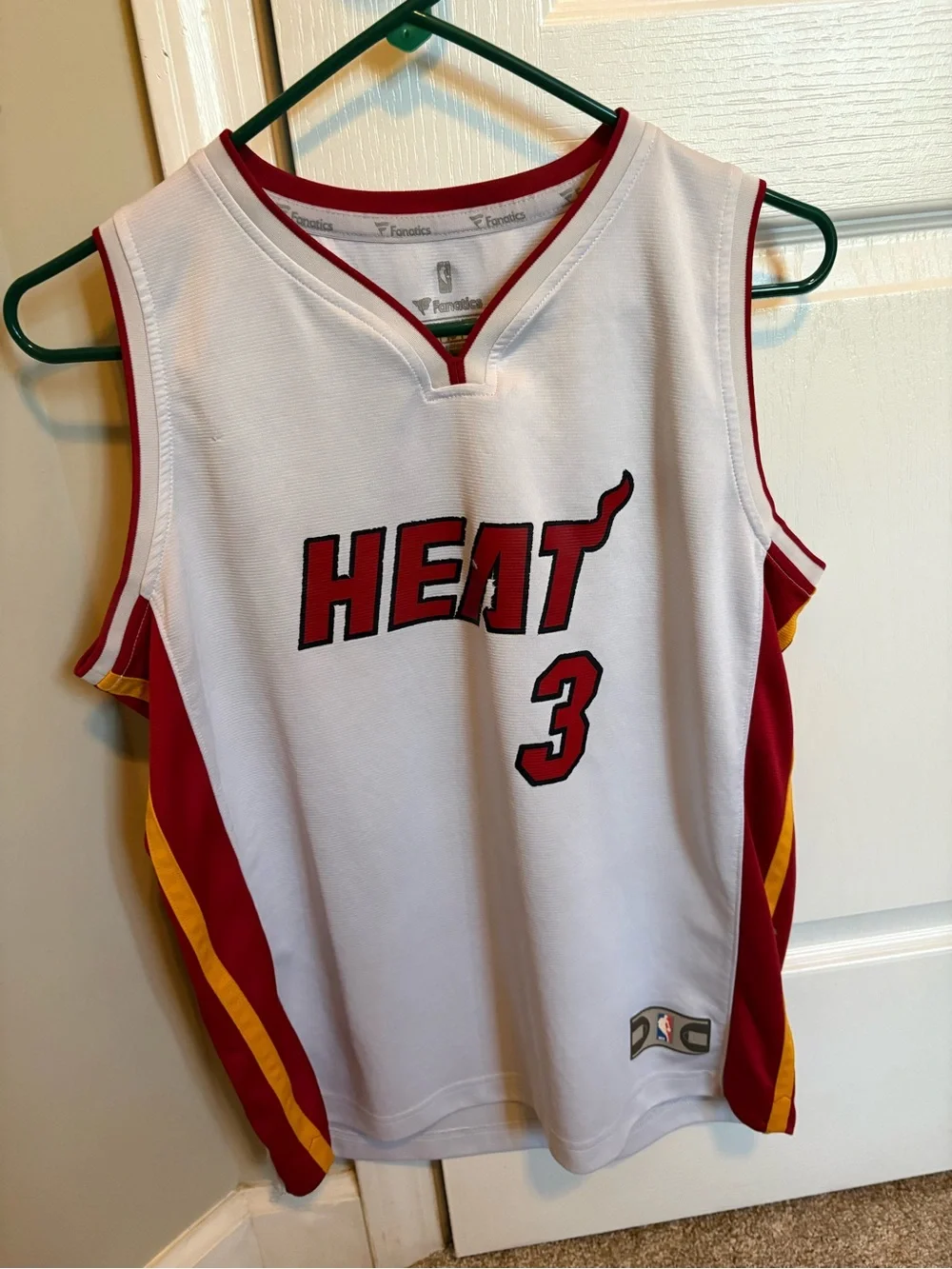 Fanatics White Red Gold Miami Heat #3 Kids Jersey