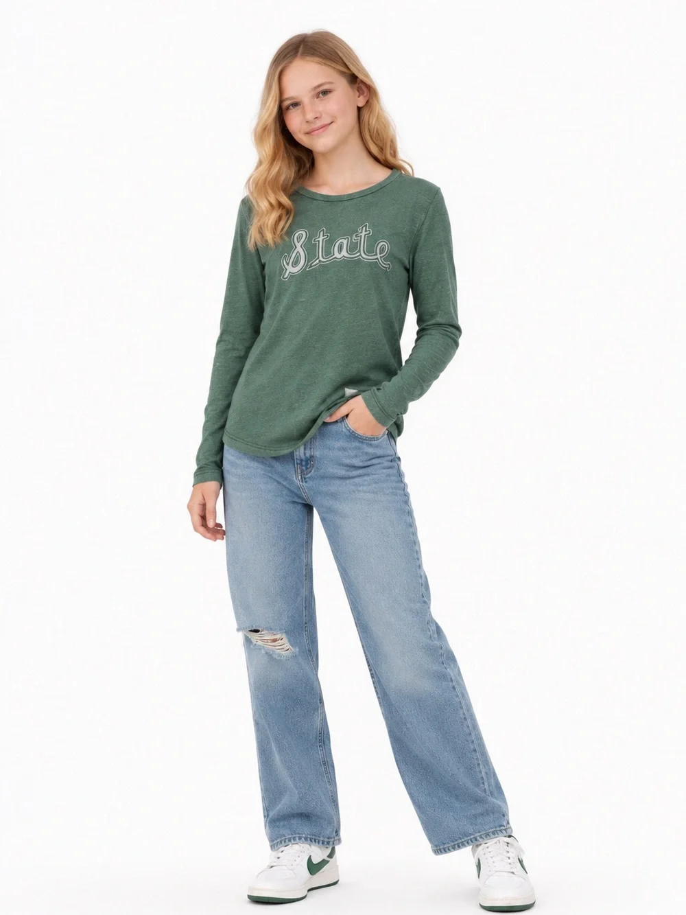 Michigan State Kids Long Sleeve Shirt - Green