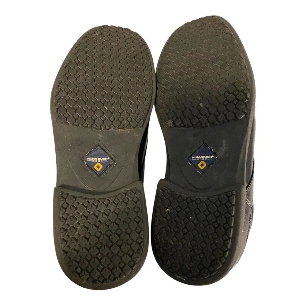 Nunn Bush Mens Sanford Work Shoes Black Slip-On Bicycle Toe Memory Foam 9.5 M
