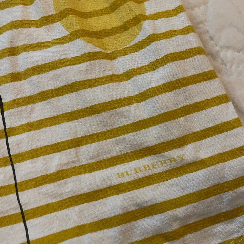 Girls Burberry Yellow and White Striped Kids Tank Top