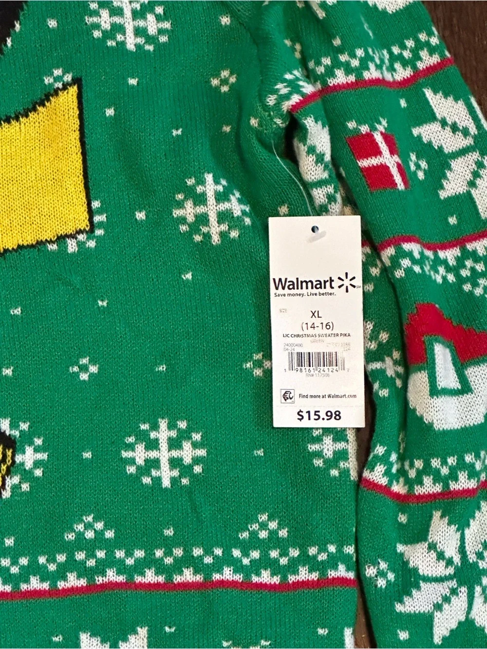 NWT Pokémon Pikachu Holiday Sweater Youth XL (14-16) Green Christmas Pullover