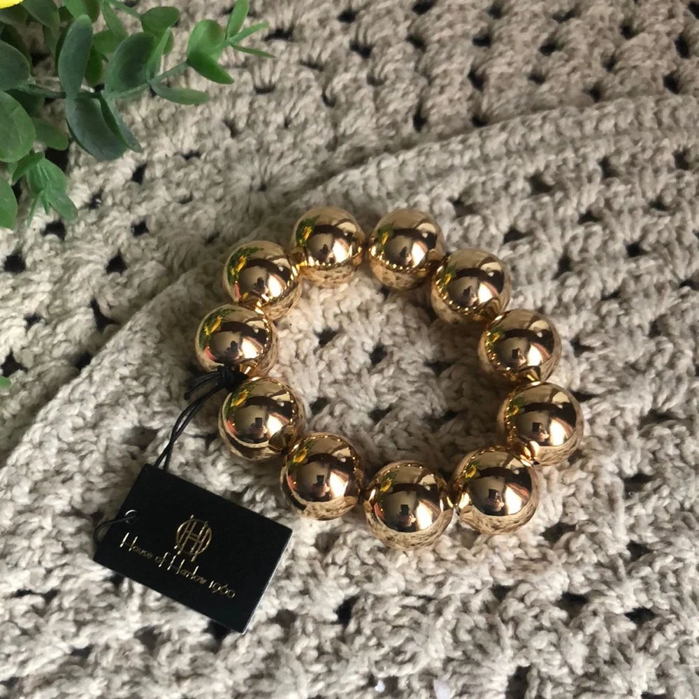 House of Harlow 1960 Gold Beaded Stretch Bracelet