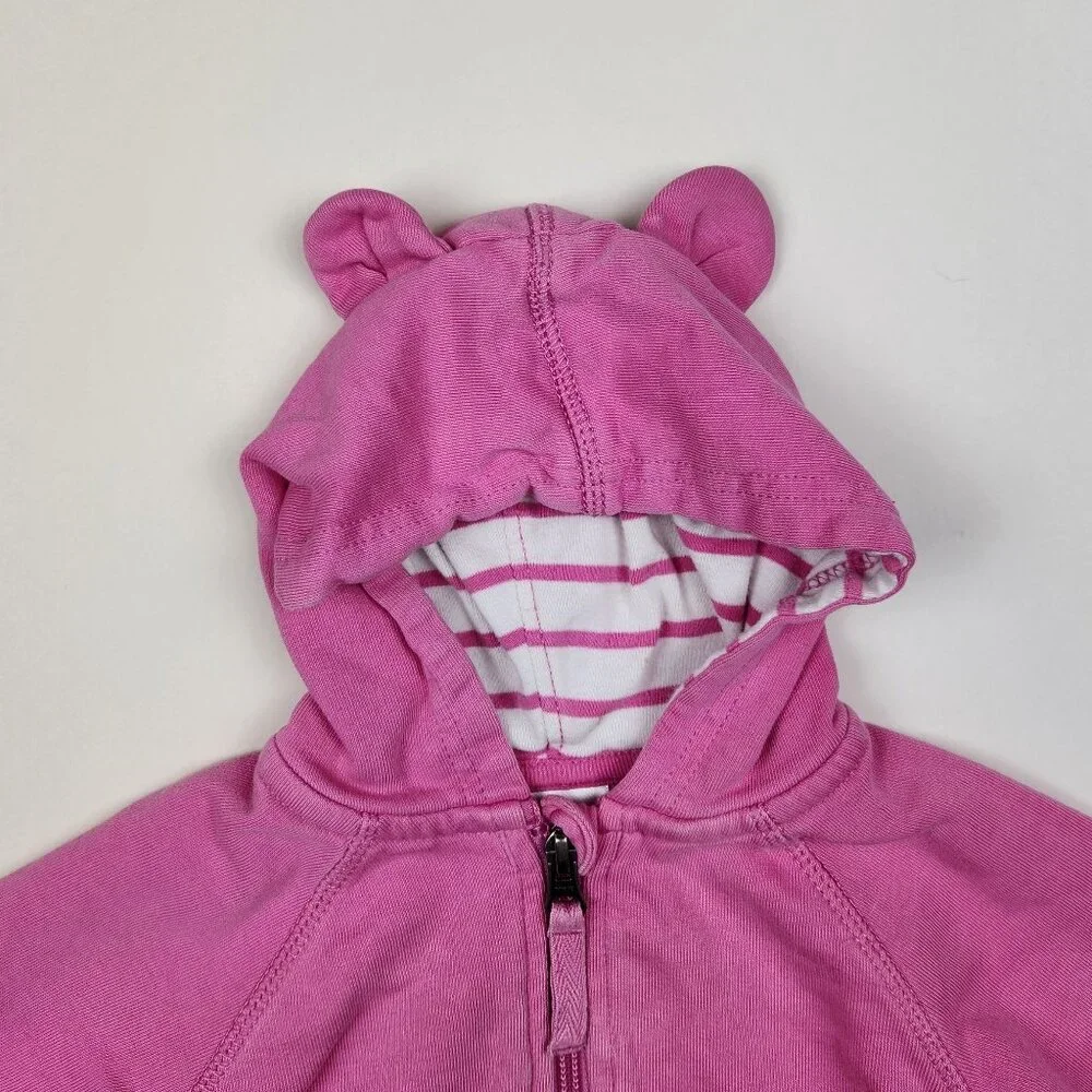 Hanna Andersson Bright Basics Bear Hoodie in Power Pink sz 6-12m 70cm Play