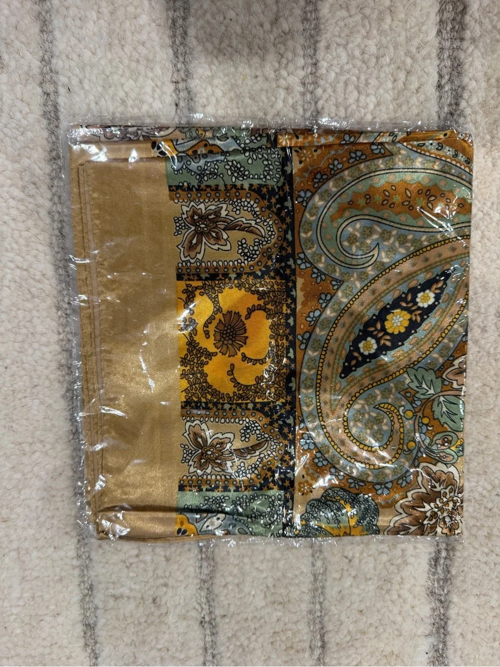 Paisley Patchwork Scarf in Mustard and Sage