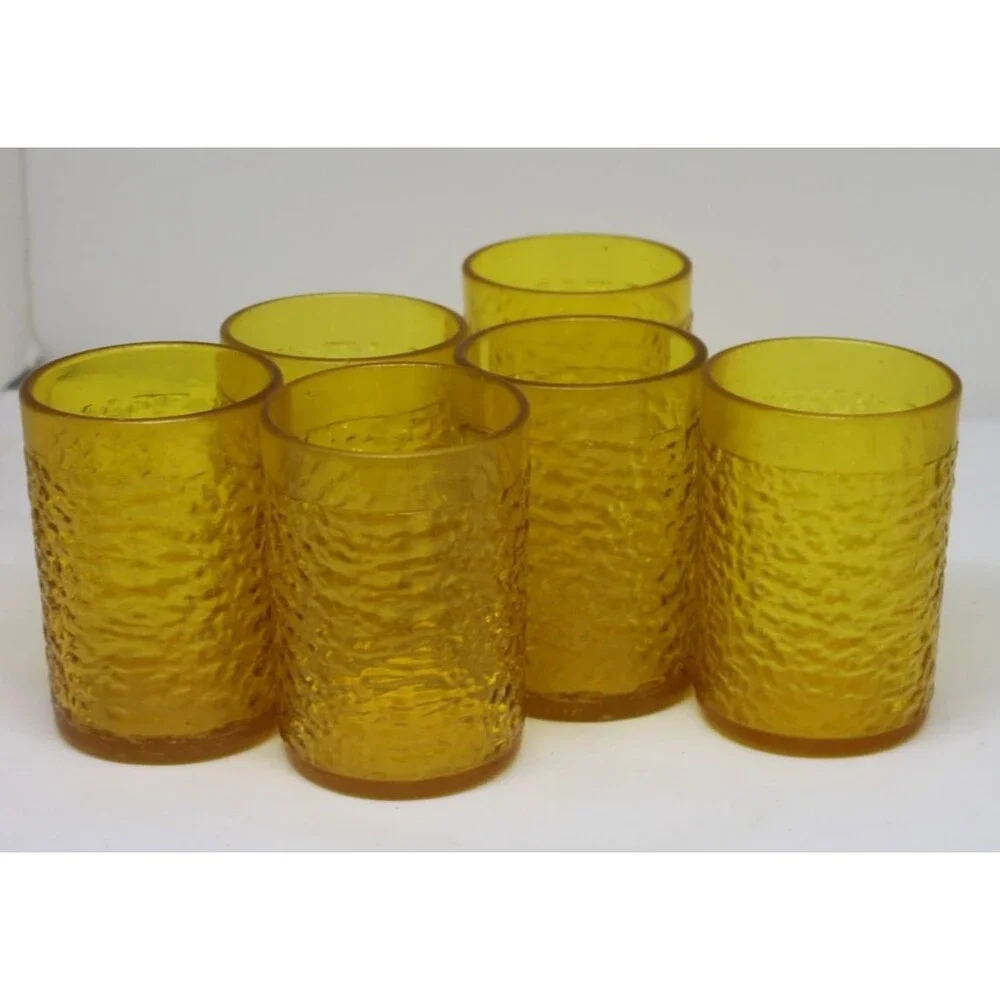 Restaurant Hard Plastic 5oz. Amber Juice Glasses Set of 6 Continental #3505