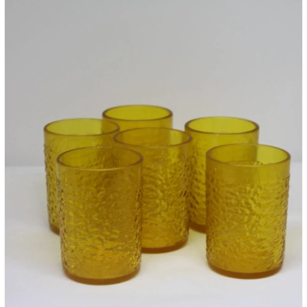 Restaurant Hard Plastic 5oz. Amber Juice Glasses Set of 6 Continental #3505