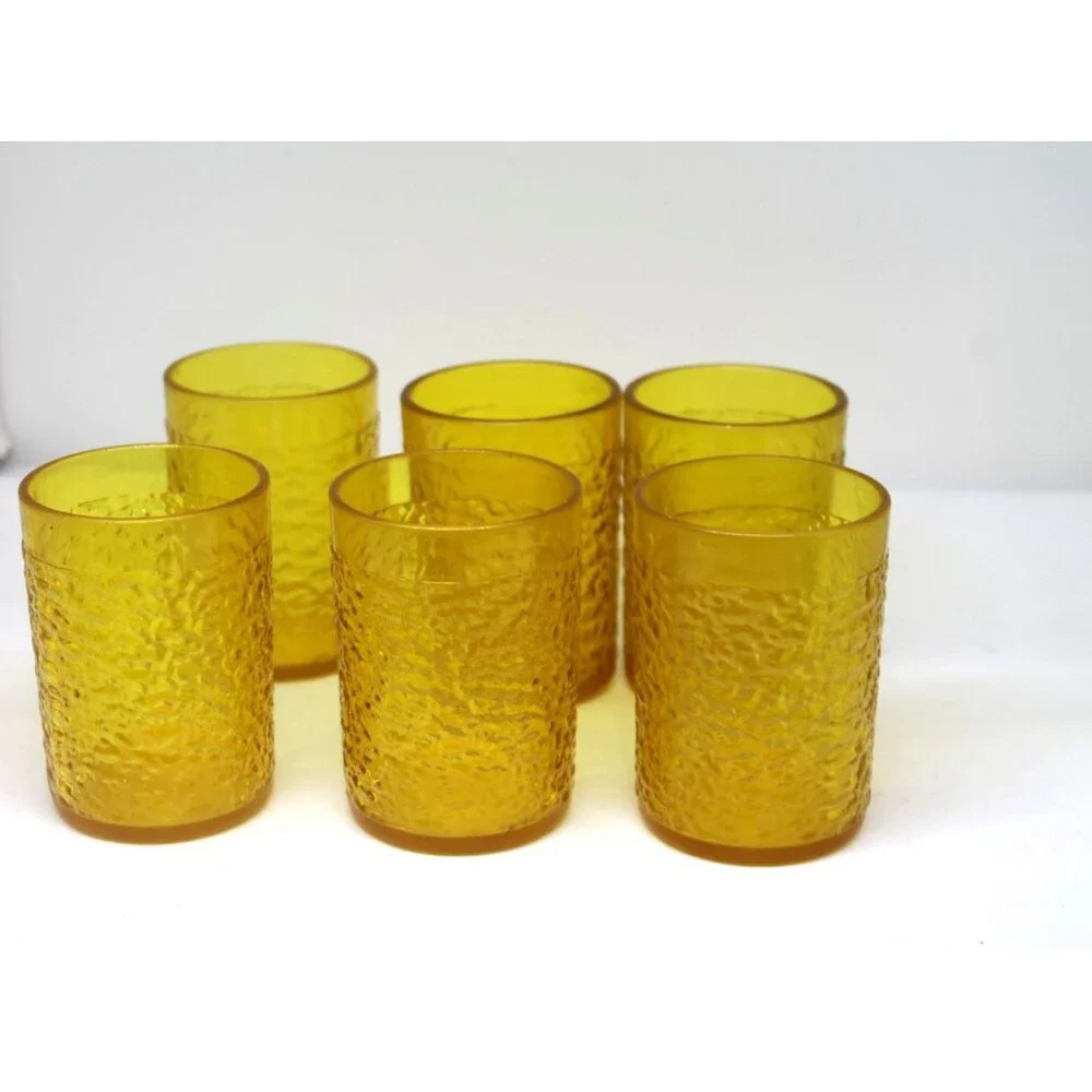 Restaurant Hard Plastic 5oz. Amber Juice Glasses Set of 6 Continental #3505