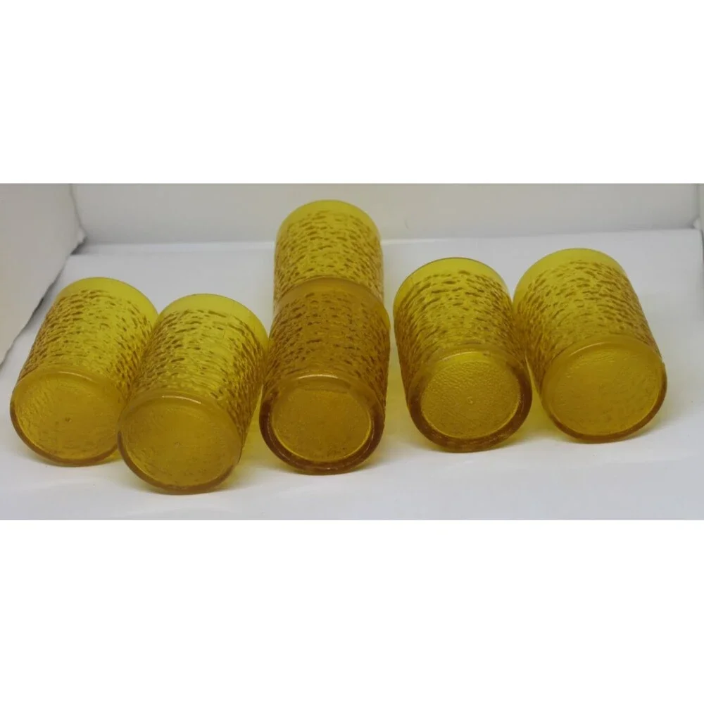 Restaurant Hard Plastic 5oz. Amber Juice Glasses Set of 6 Continental #3505