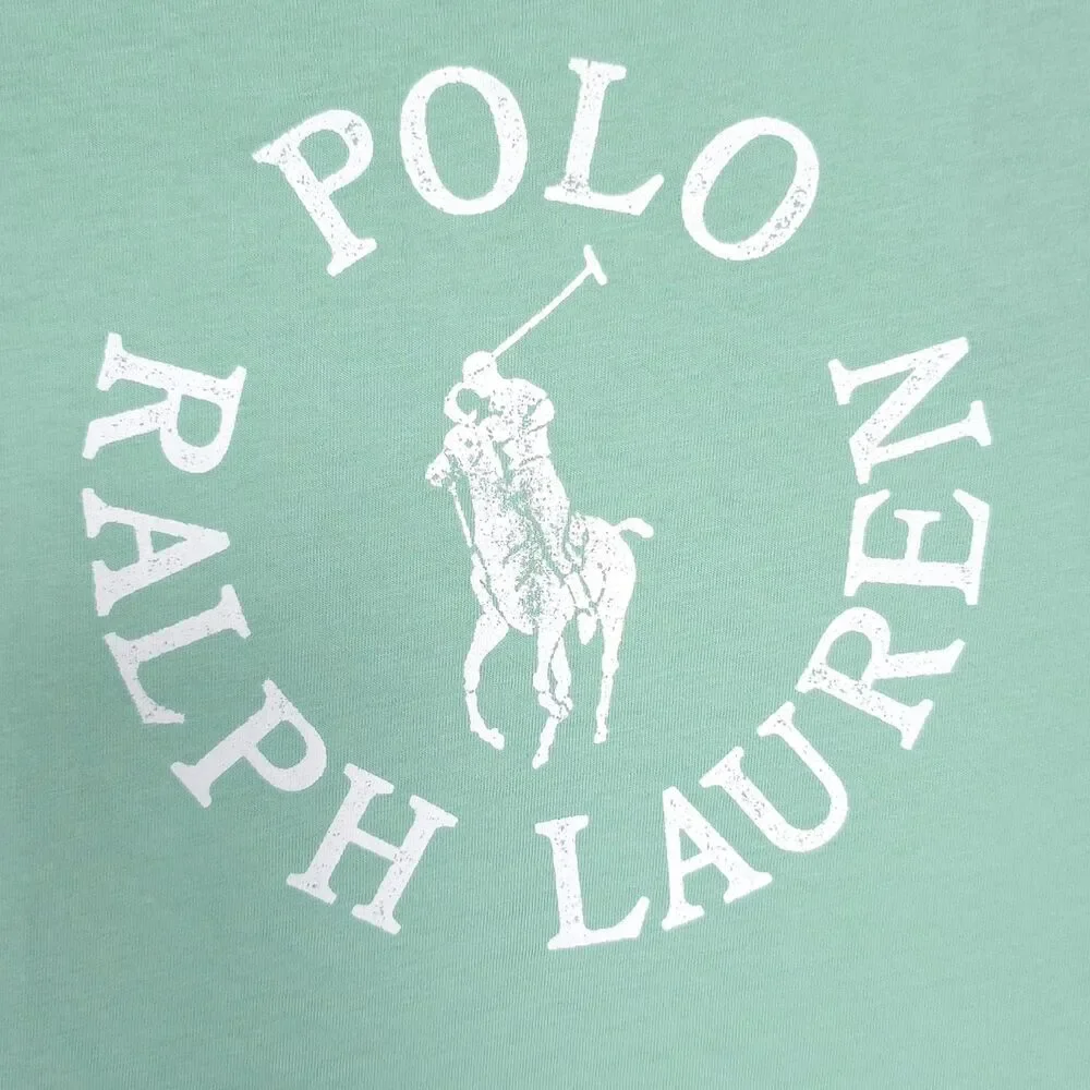 POLO RALPH LAUREN Kids Girls New T-Shirt MEDIUM 8-10 Green Logo Graphic Cotton