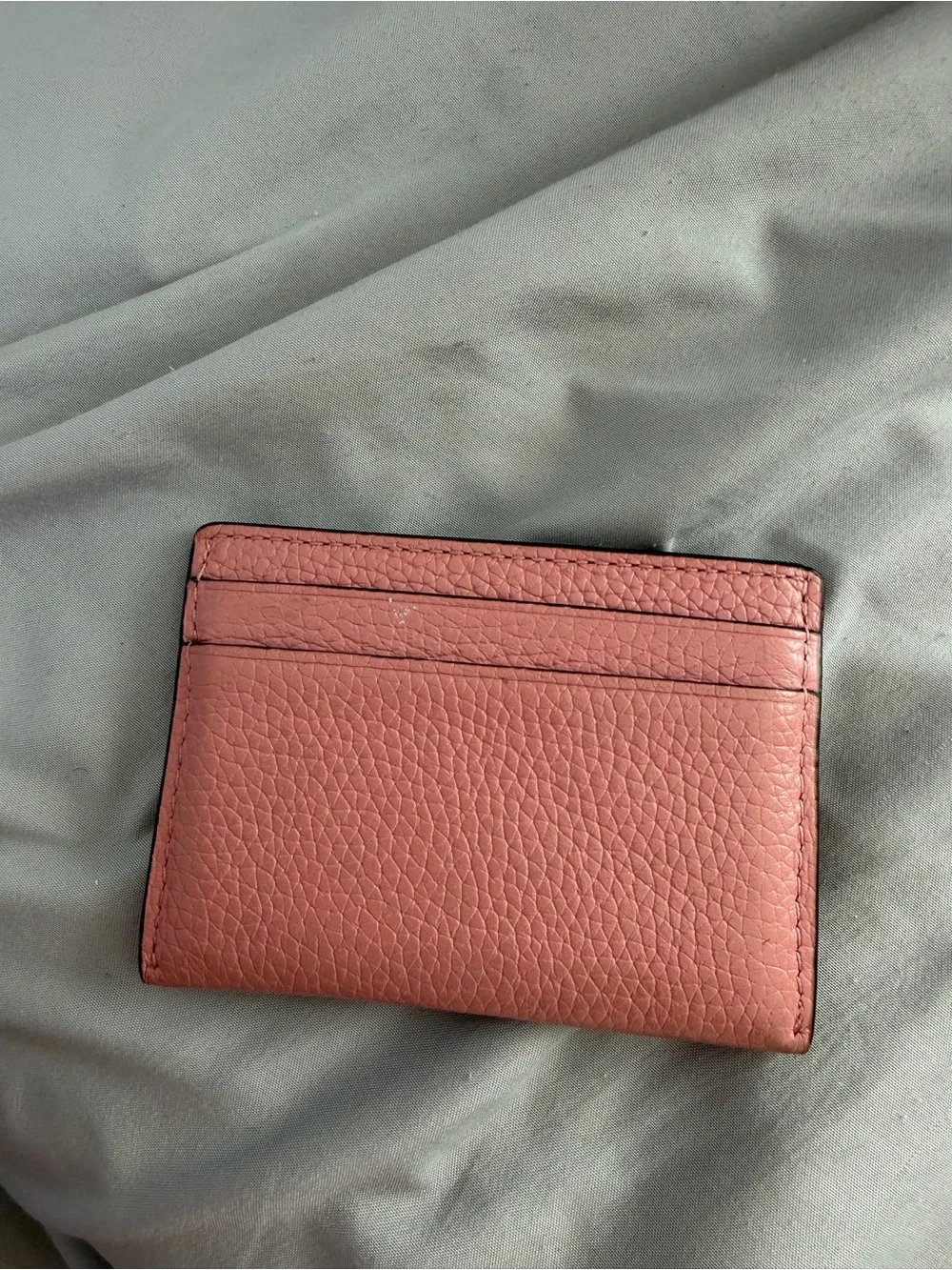 Michael Kors Rose Pink Pebbled Leather Card Holder with Gold MK Emblem
