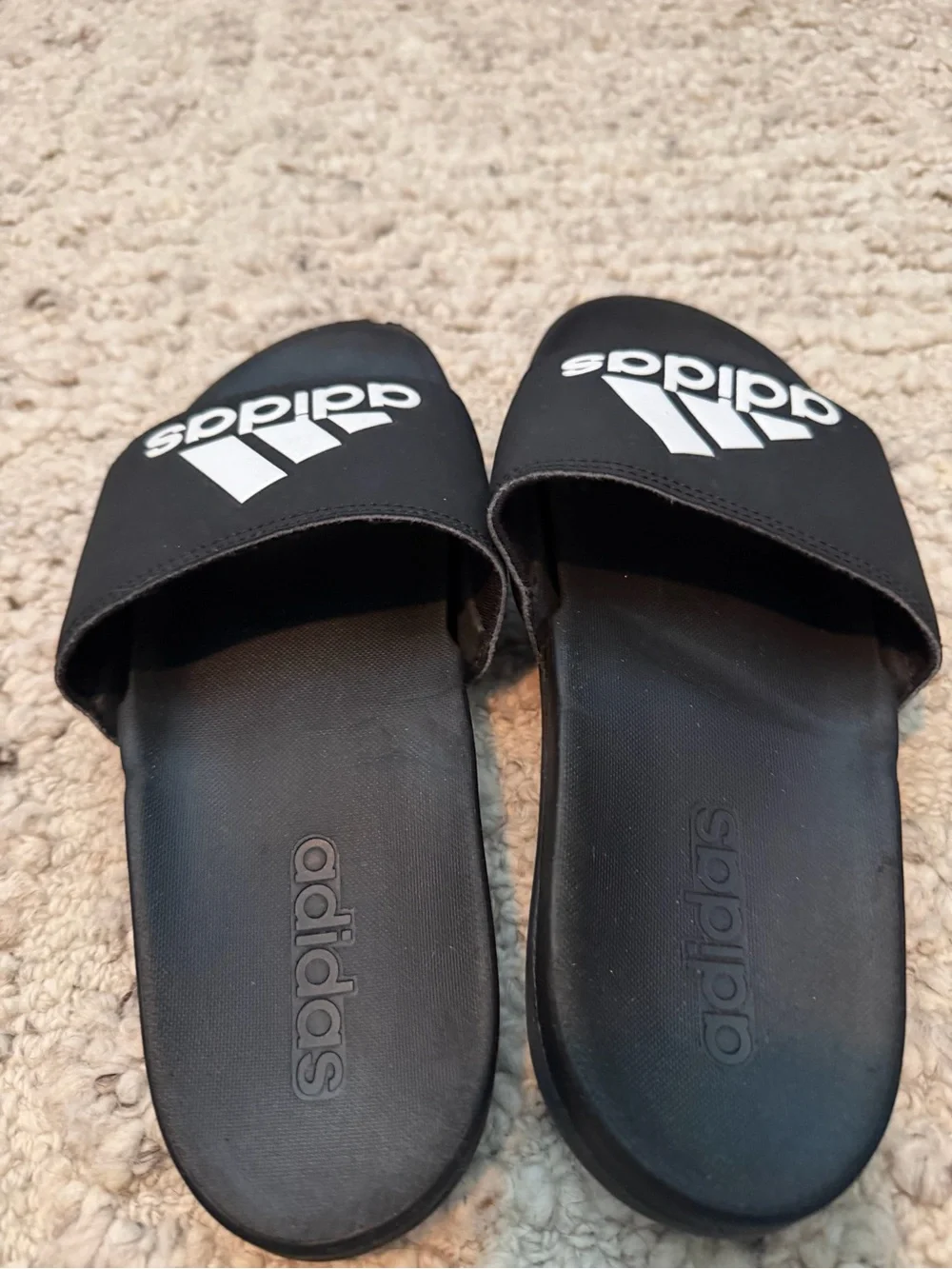 adidas Black Slide Sandals with White Logo