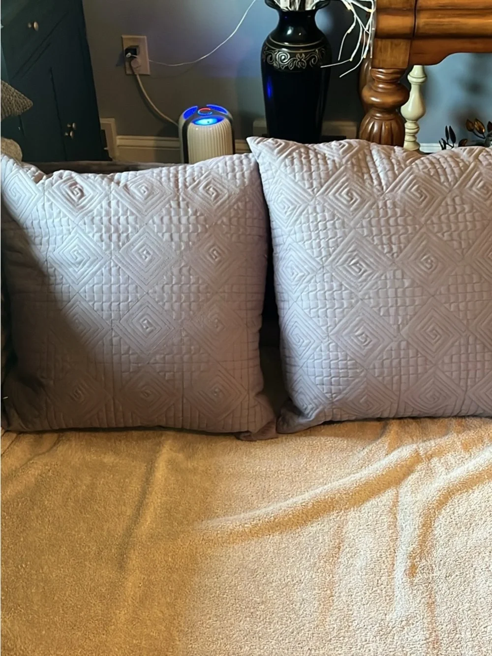 Quilted Pair Diamond Accent Pillow - Light Gray