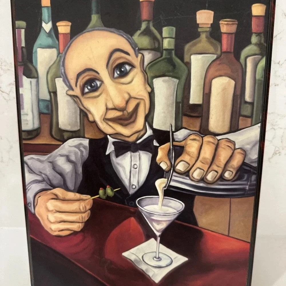Frank the Bartender By Will Rafuse Martini Plaque 10.5x8