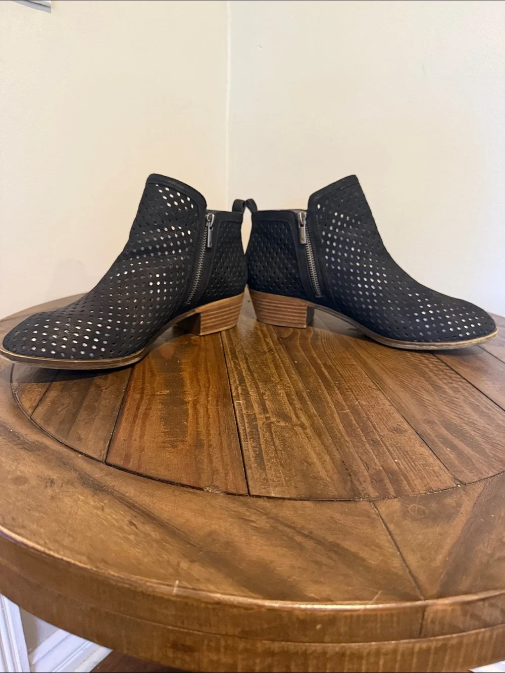 Lucky Brand Black Perforated Side-Zip Ankle Booties