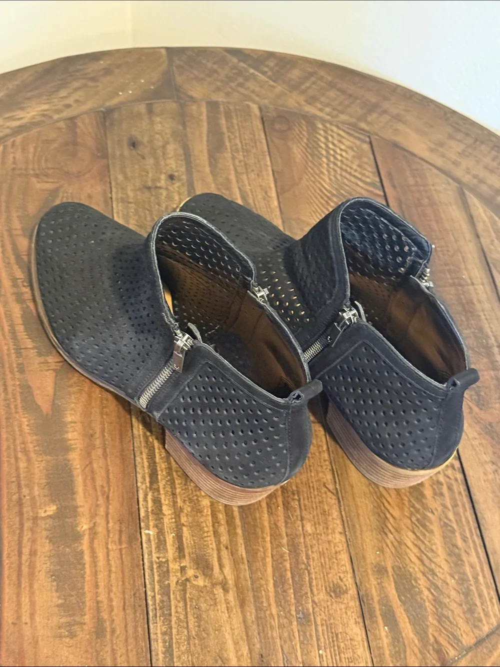 Lucky Brand Black Perforated Side-Zip Ankle Booties