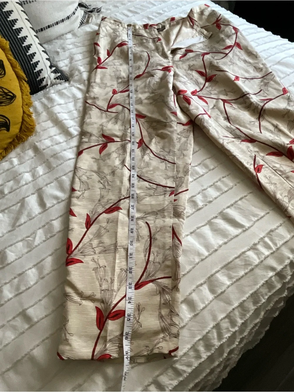 Valerie Stevens Beige Pants with Red Floral Vine