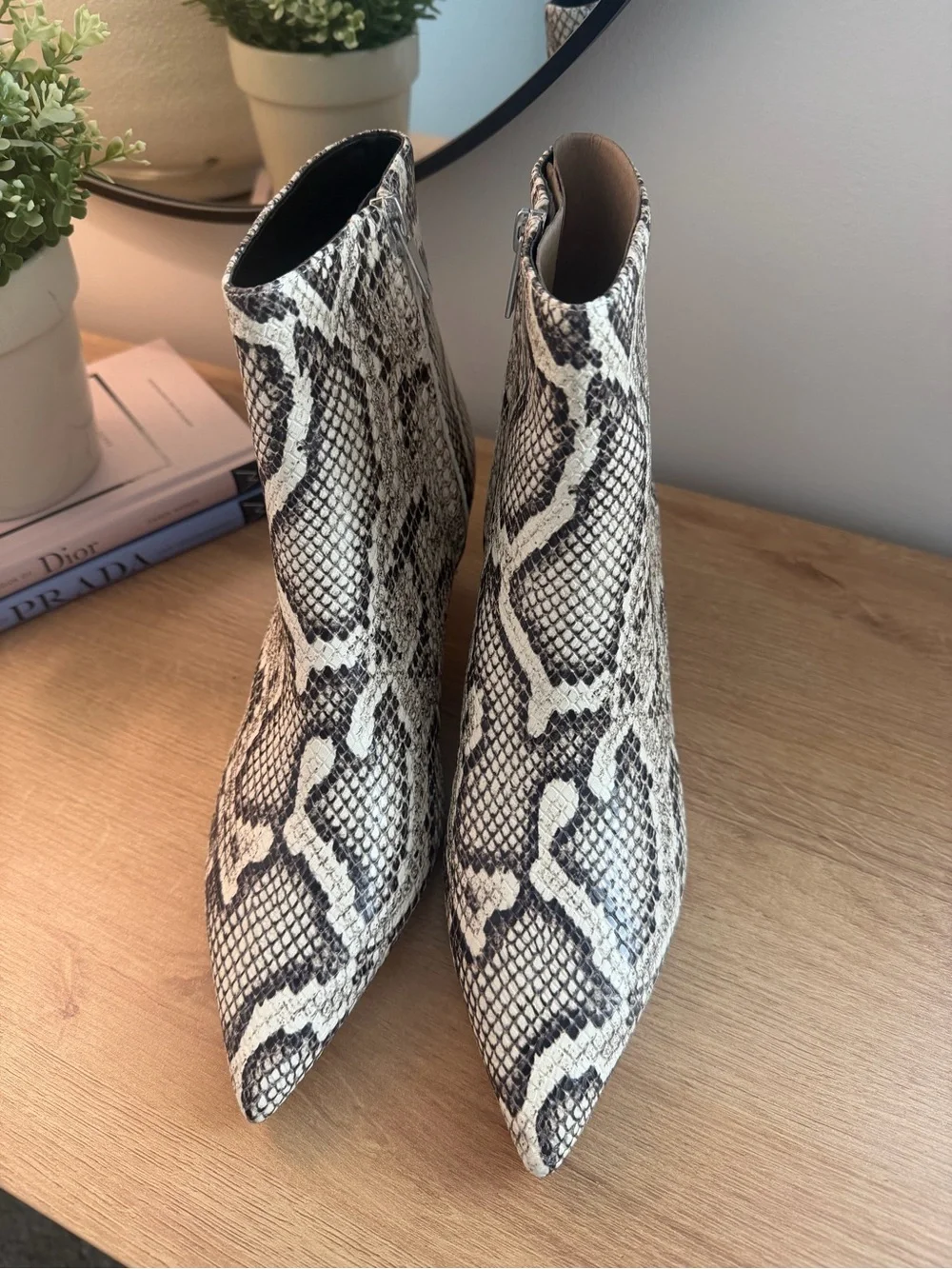 Marc Fisher Itzia Snake-Print Pointed Kitten Heel Ankle Boot