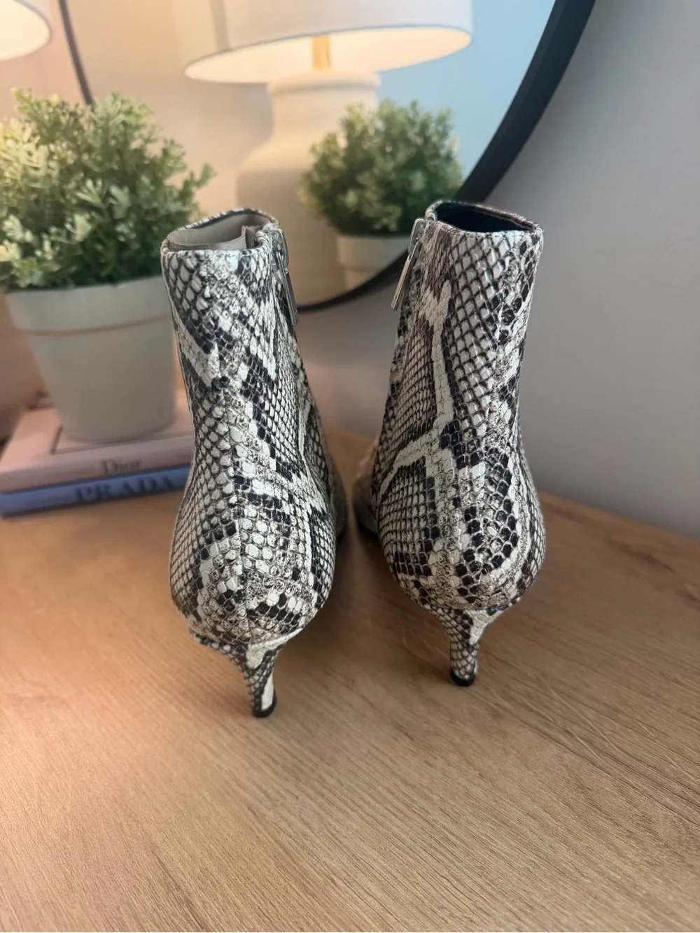 Marc Fisher Itzia Snake-Print Pointed Kitten Heel Ankle Boot