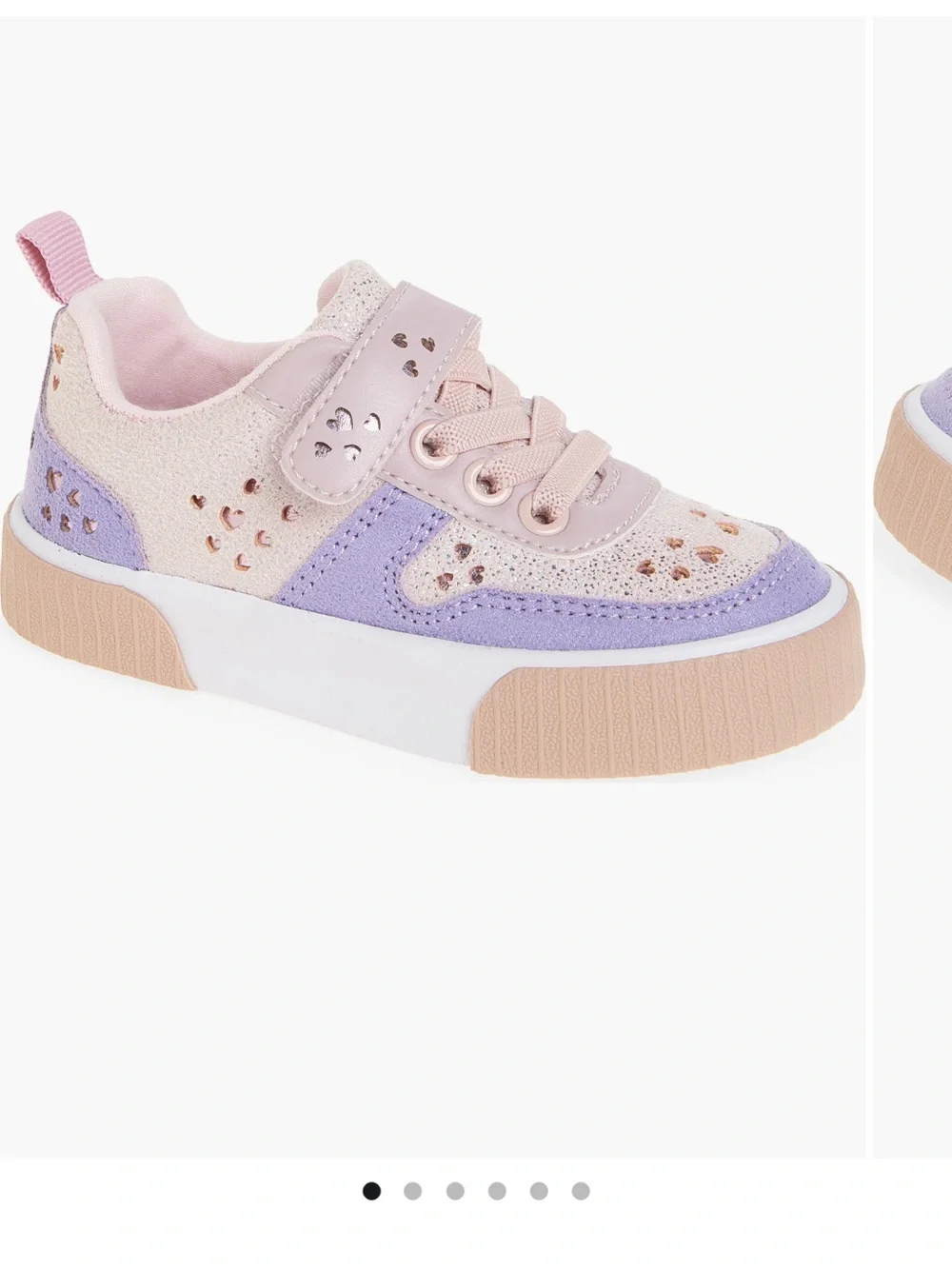 Harper Canyon Kids Heart Accent Sneaker in Pink, Lavender & Tan