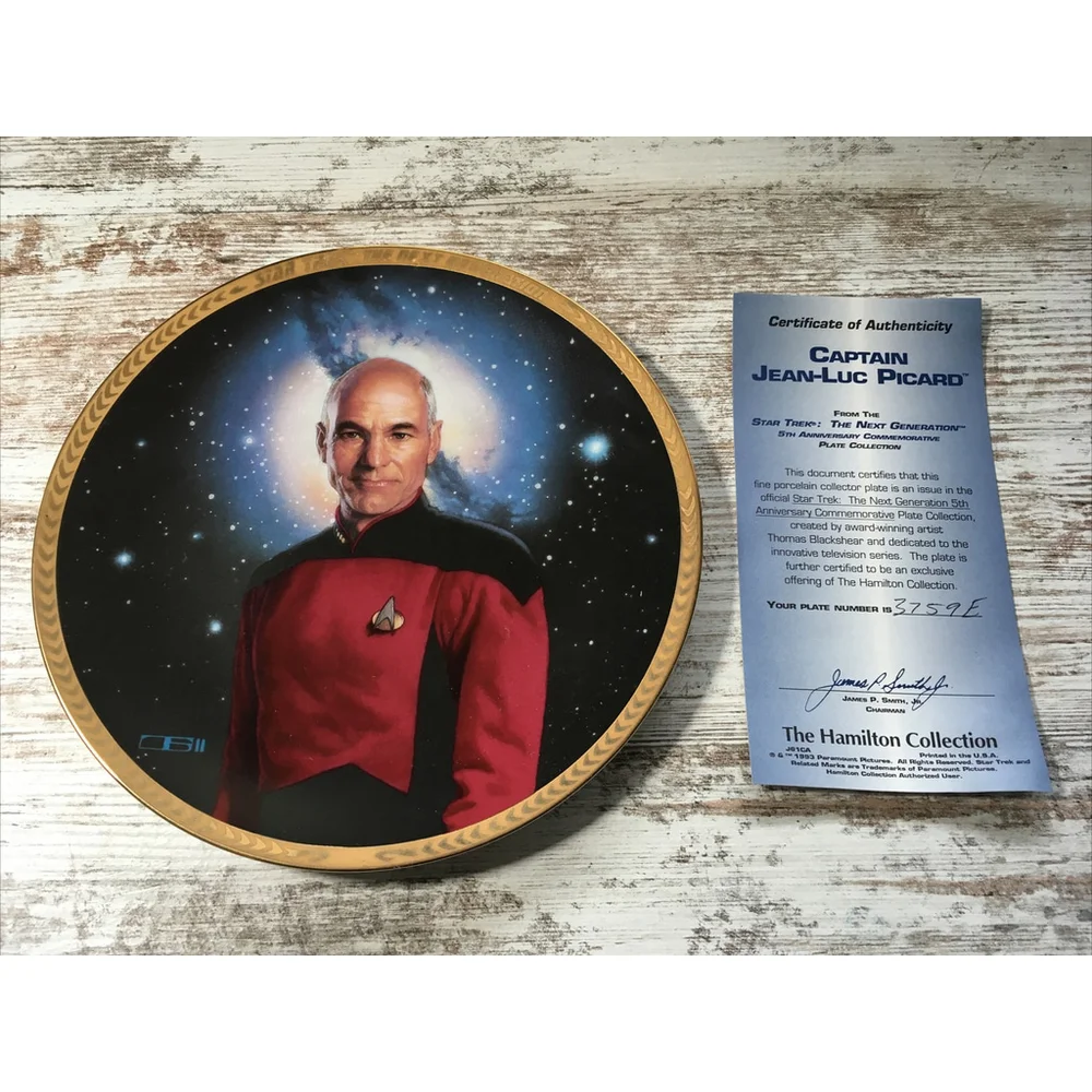Vintage 1993 Star Trek Captain Picard Hamilton Plate COA Box