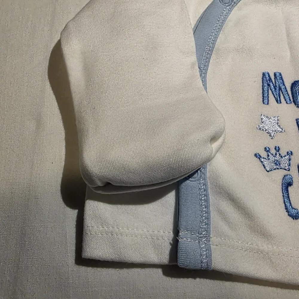 Embroidered White and Blue Baby Shirt Mommy's Prince Charming NWOT