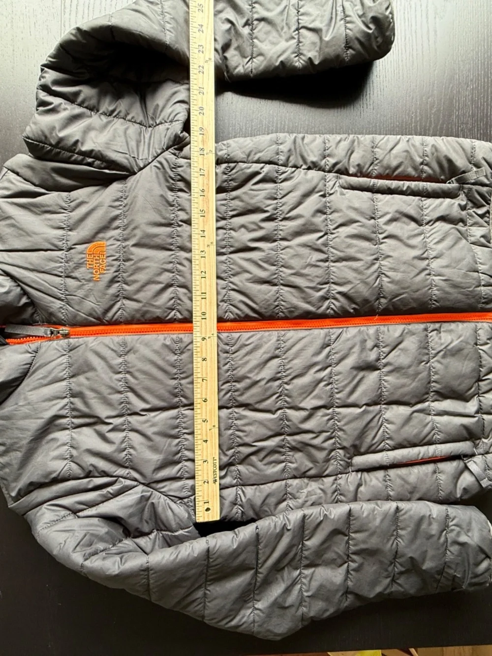 The North Face Boys XL ThermoBall Eco Insulated Jacket Gray Orange Full Zip