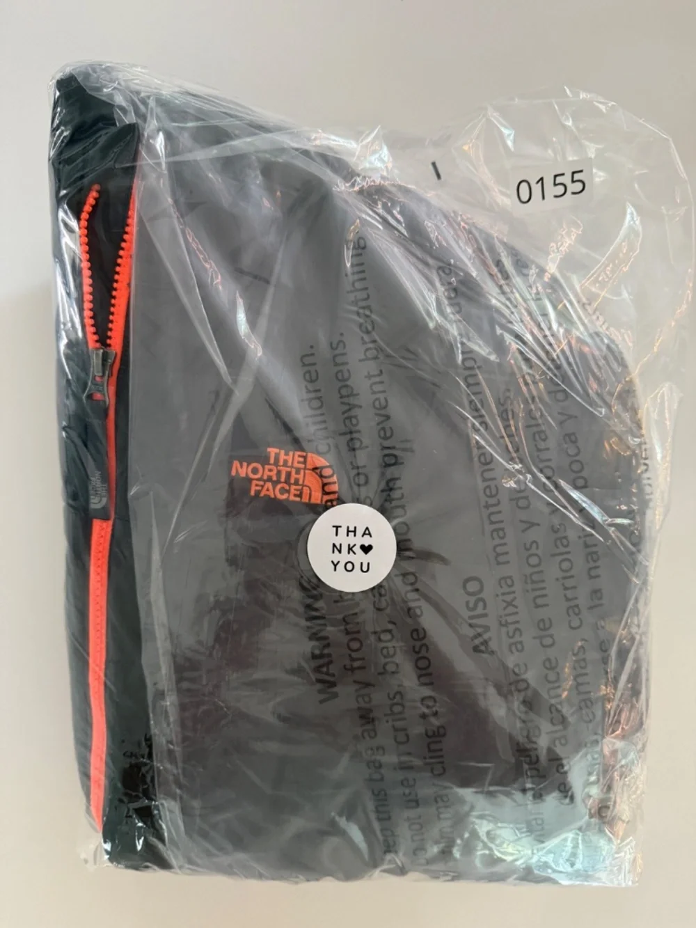 The North Face Boys XL ThermoBall Eco Insulated Jacket Gray Orange Full Zip