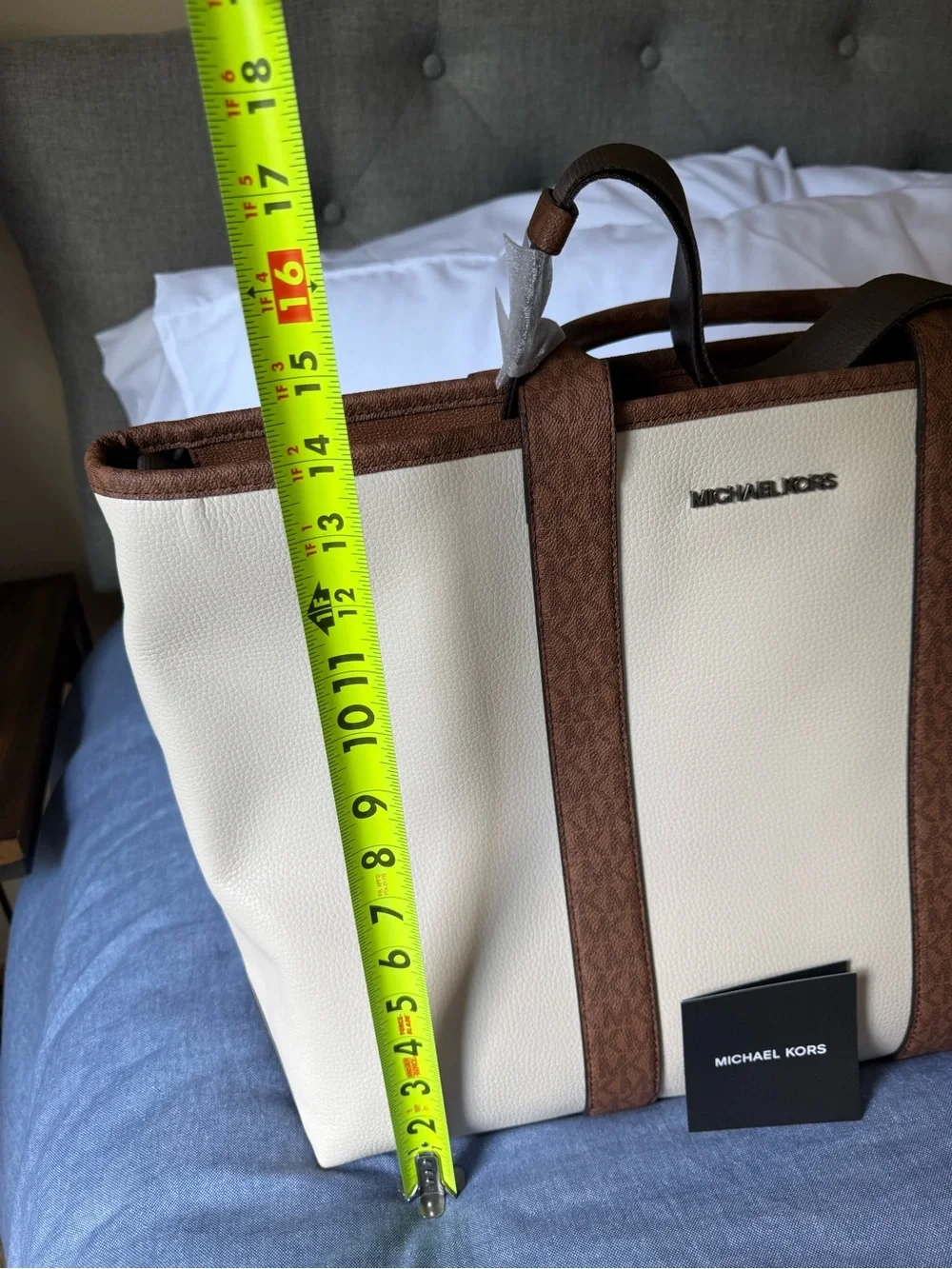 Michael Kors Cream Tote with Brown Trim