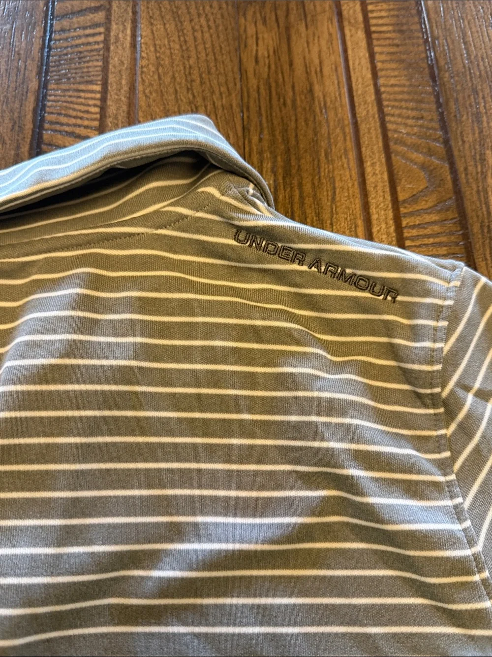 Under Armour Performance Matchplay Gray & White Striped Kids Polo