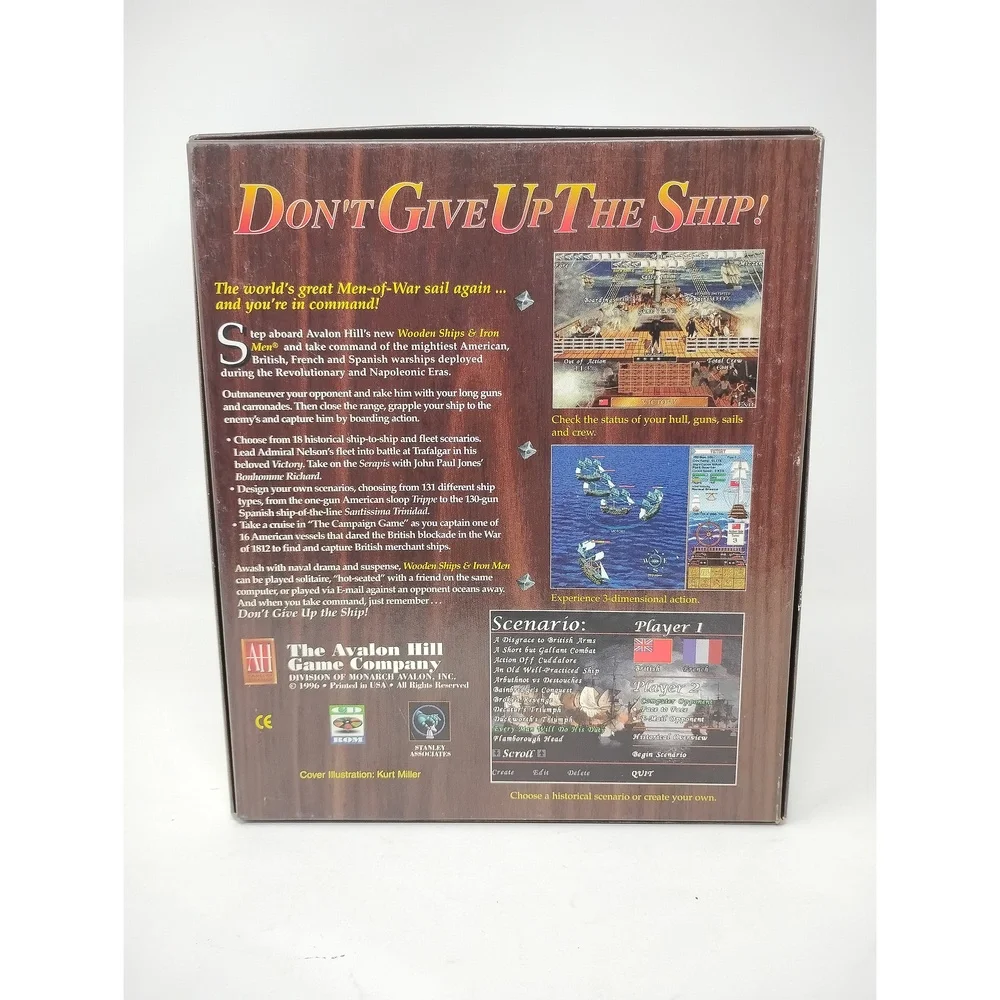 1996 Avalon Hill Wooden Ships & Iron Men PC Game Naval Combat Strategy Big Box