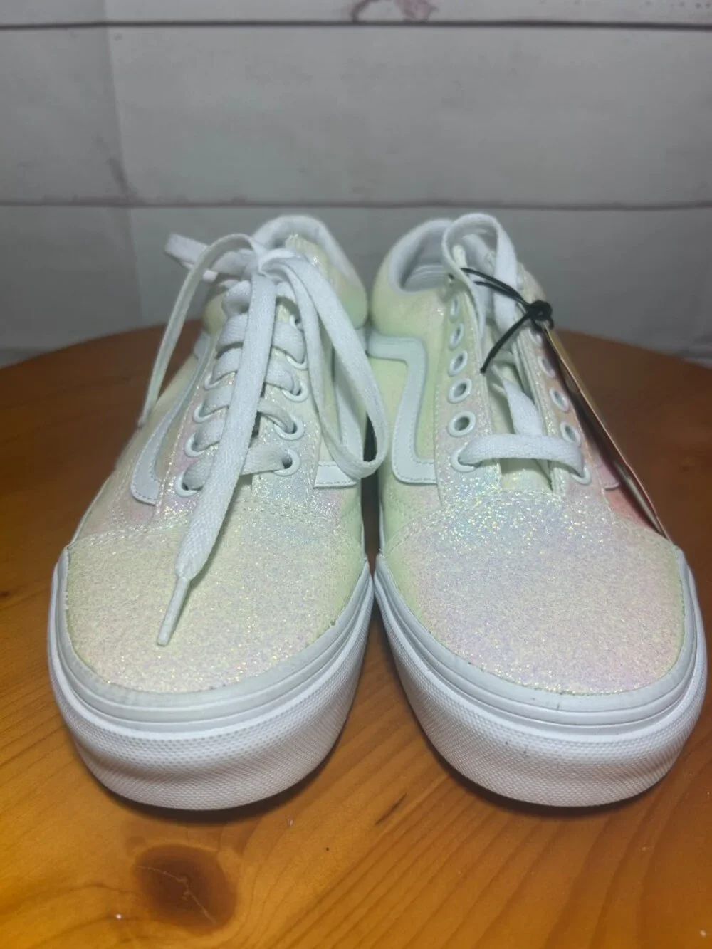 VANS Old Skool womens 8.5 UV Glitter Pink/White ow Top Lace-Up Sneakers NWT