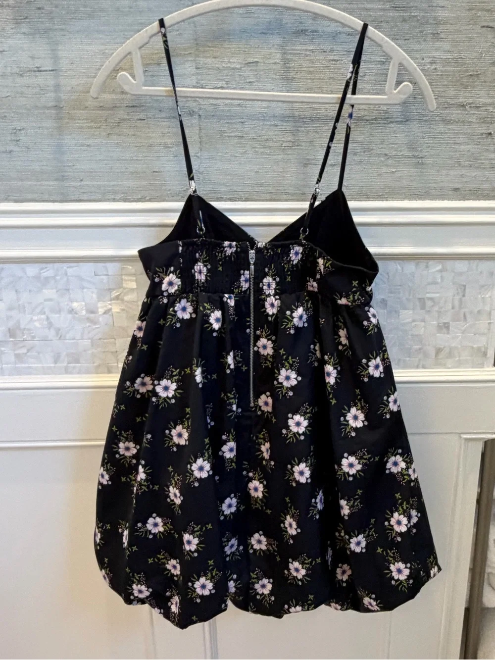 NWT new small free people a bubble mini dress black floral spaghetti straps