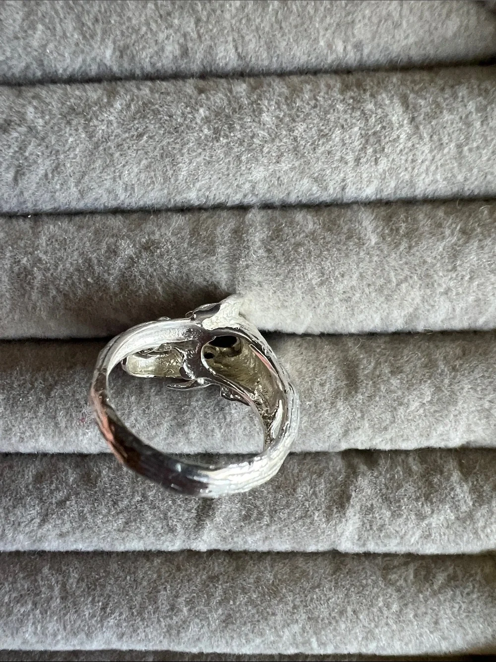 Sterling Silver Elephant Ring with Red Garnet