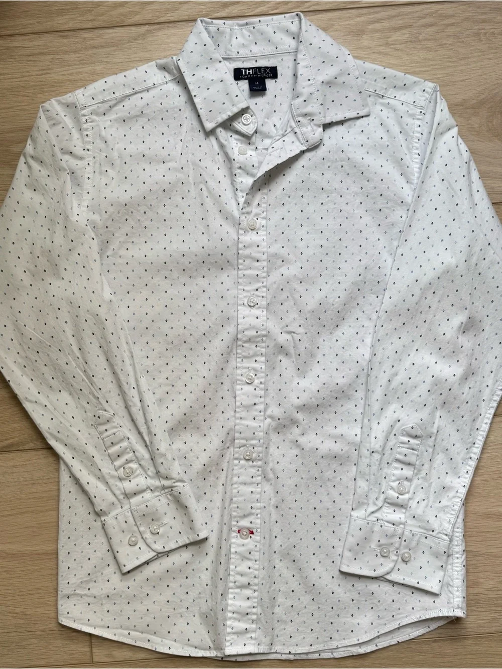 Tommy Hilfiger boys size 14 white blue long sleeve button down dress shirt