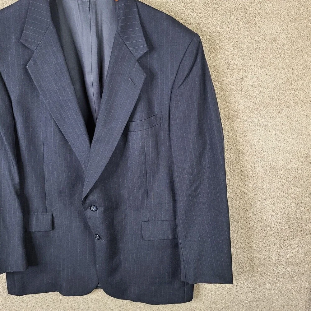 Vintage Sterling & Hunt Kuppenheimer Jacket‎ Men 46L Blue Striped Blazer Coat