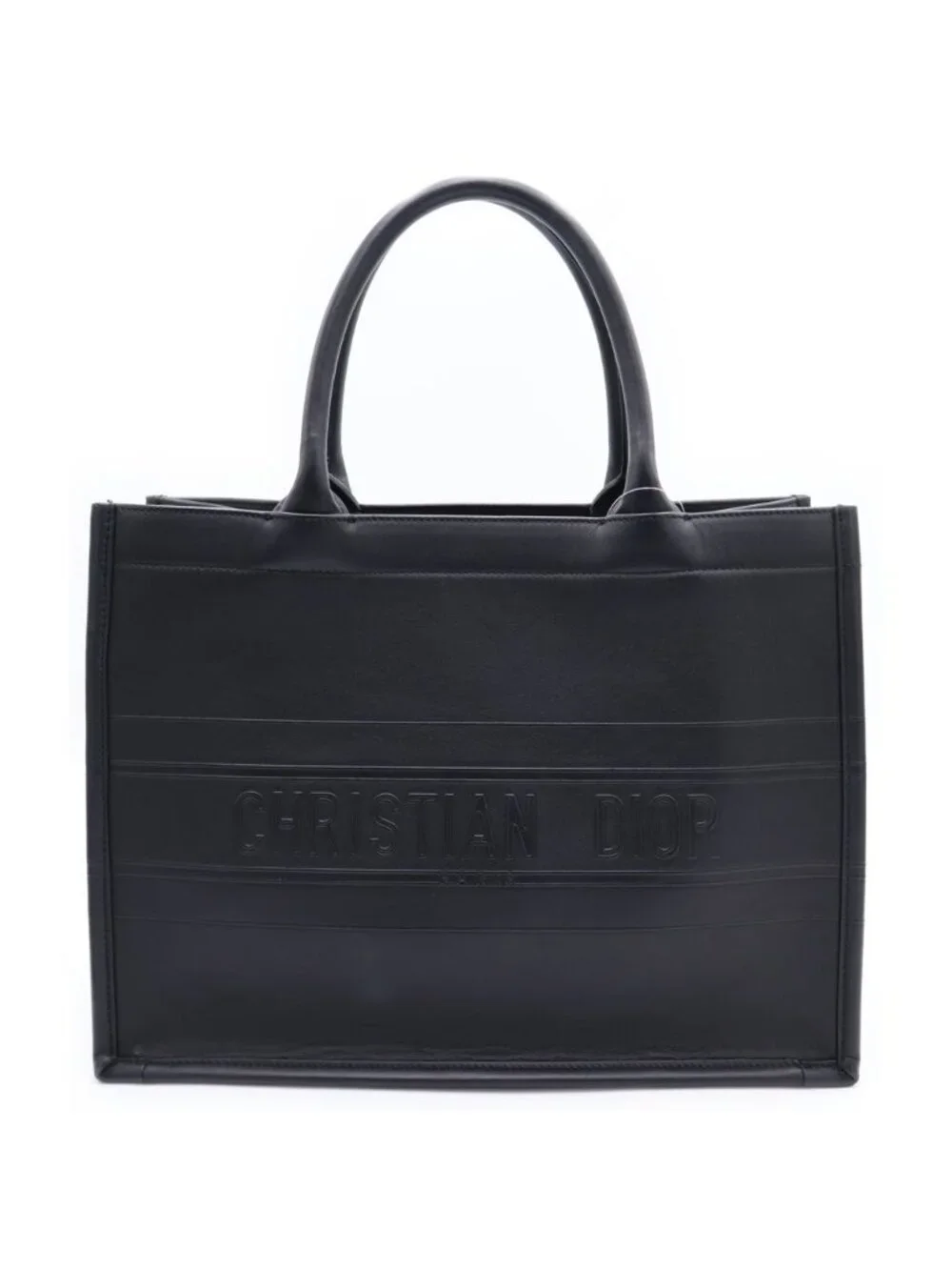 Dior Book Tote Handbag Black Leather